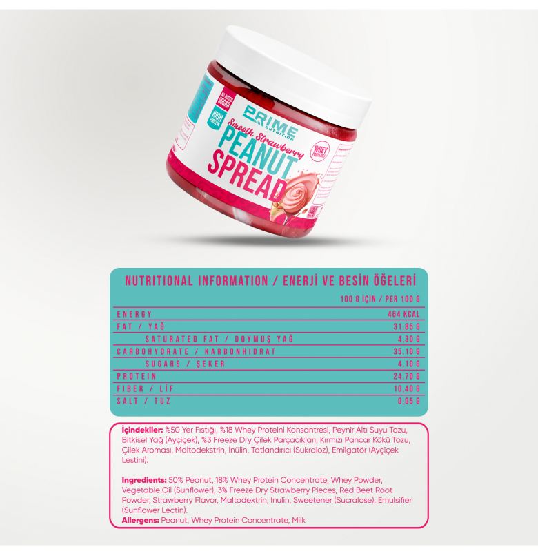 Prime Nutrition Smooth Peanut Spread Çilek 350 gram - 3