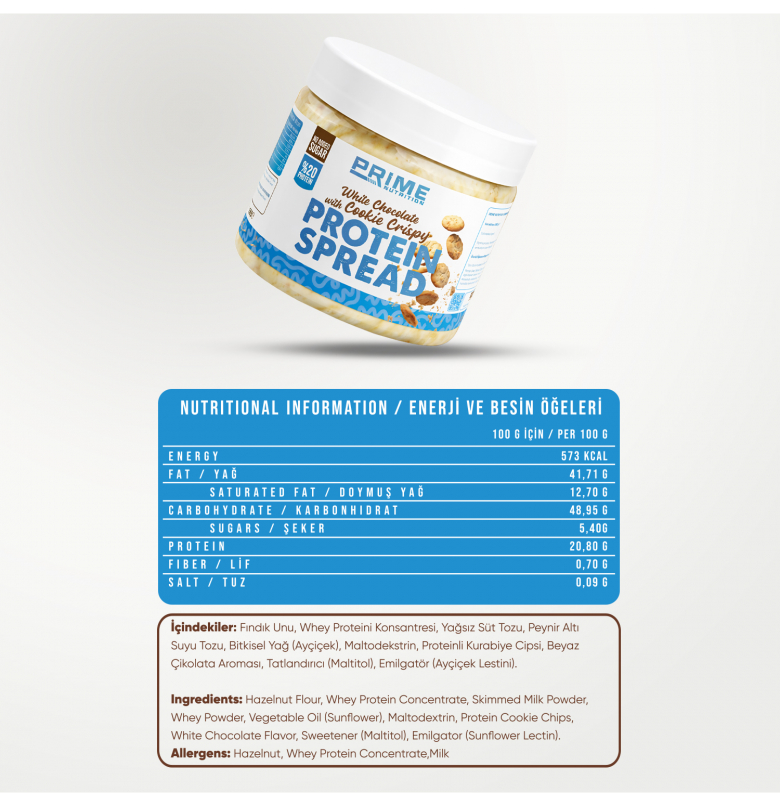 Prime Nutrition White Chocolate & Cookie Crispy Protein Spread 350 gram - 3