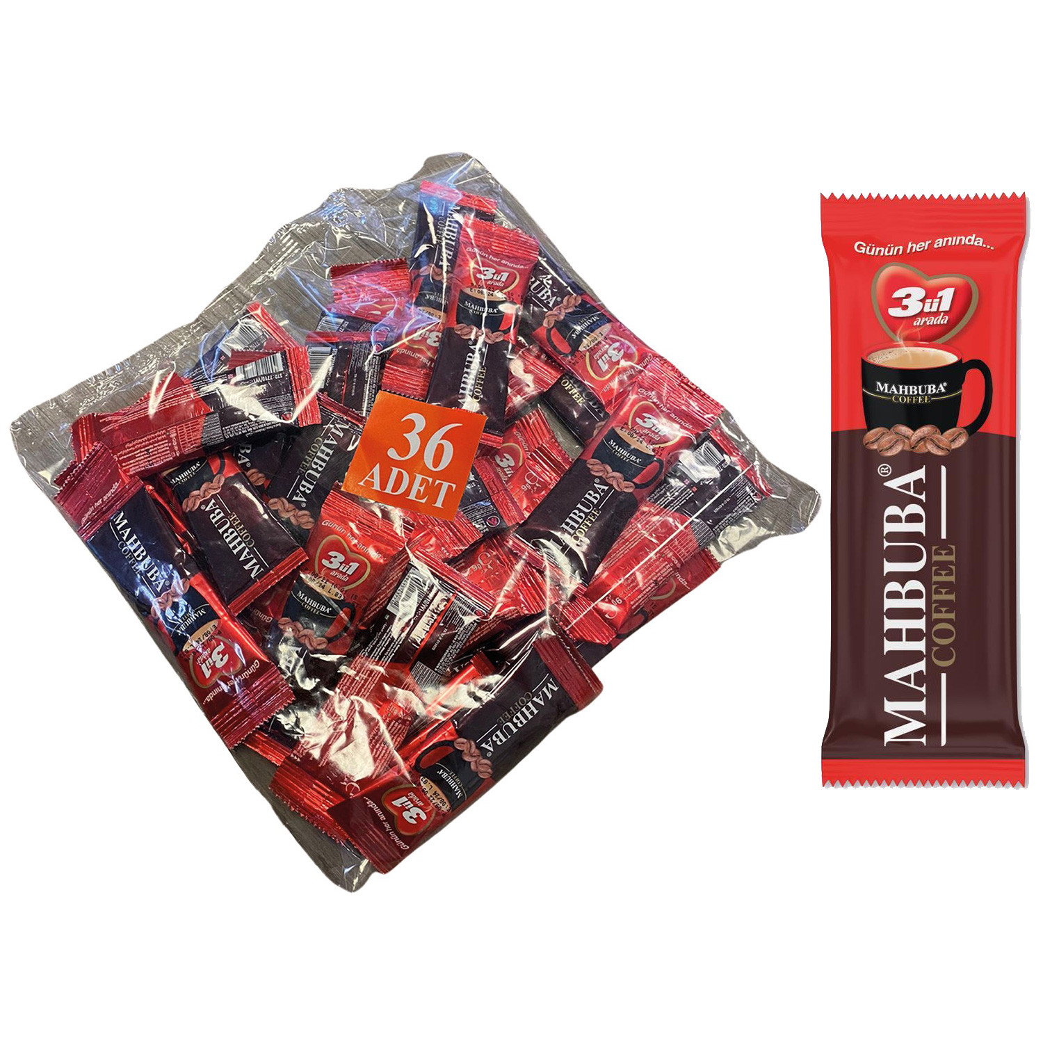 Coffee 3ü1 Arada 36x9gr Mini Küçük Boy İkramlık Otobüs Hazır Kahve Poşet