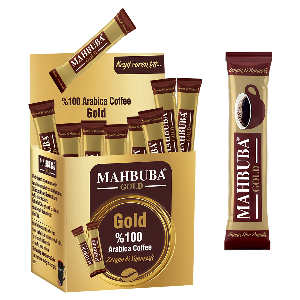 Mahbuba Coffee Çözünebilir %100 Arabica Hazır Gold Kahve Tam Kıvamında 48x2gr