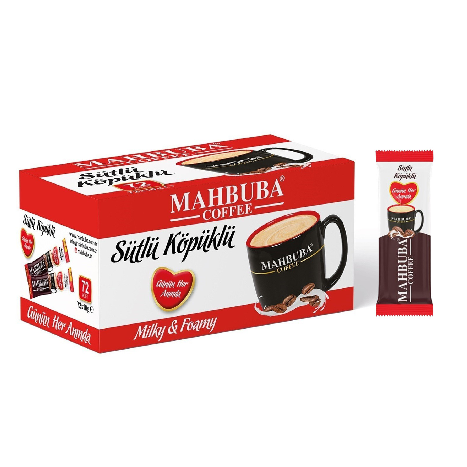 Coffee 3ü1 Arada Sütlü Köpüklü 72x10gr Mini Küçük Boy İkramlık Otobüs Hazır Kahve Kutu