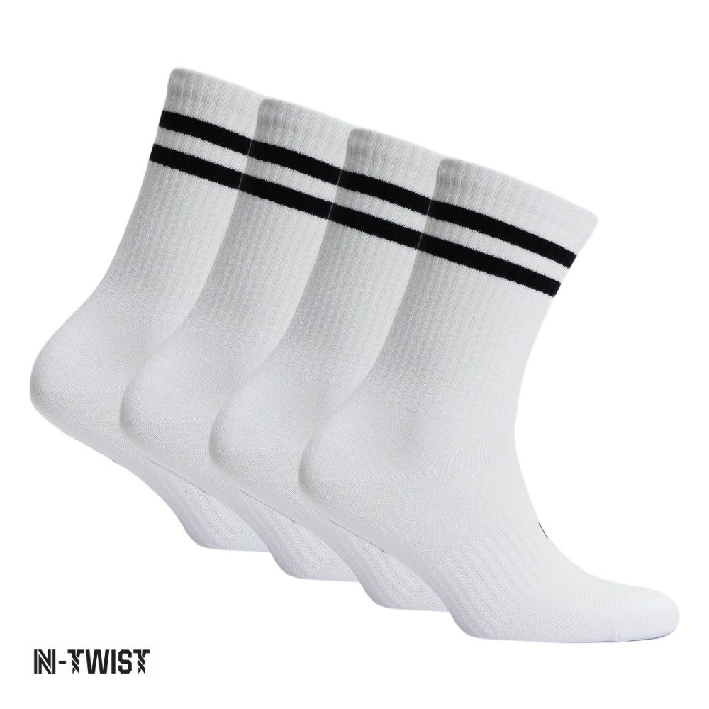 RETRO N-TWIST Bambu ve Pamuklu Günlük Çorap Beyaz 4 Çift - Kraft Kutu