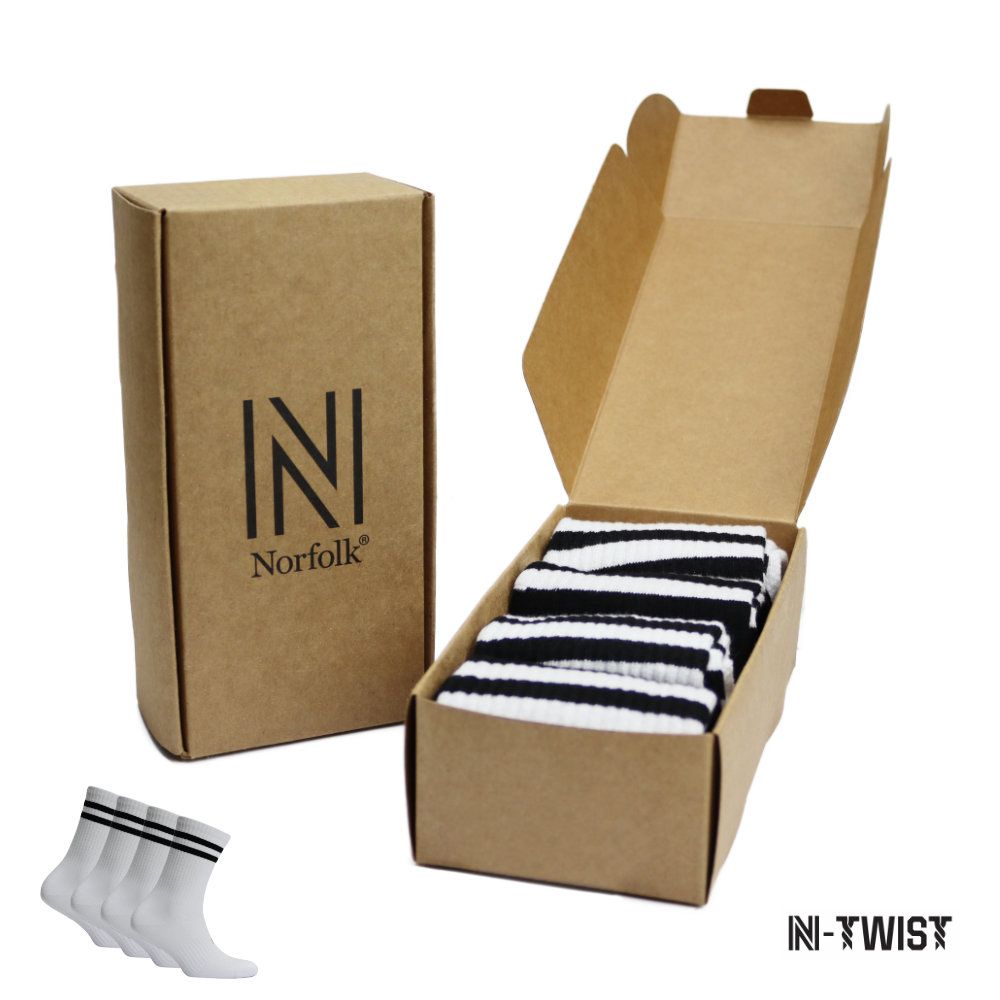 RETRO N-TWIST Bambu ve Pamuklu Günlük Çorap Beyaz 4 Çift - Kraft Kutu - 3