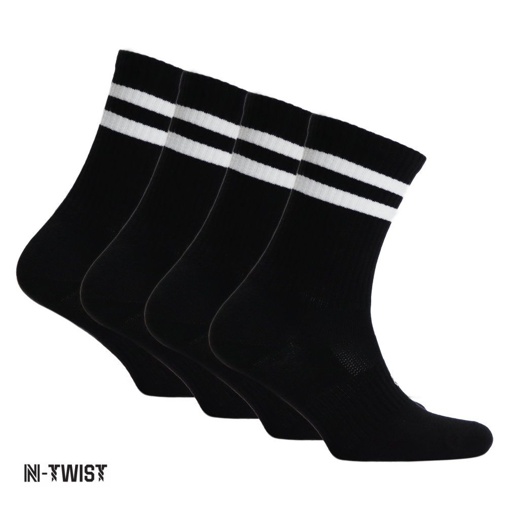 RETRO N-TWIST Bambu ve Pamuklu Günlük Çorap Siyah 4 Çift - Kraft Kutu