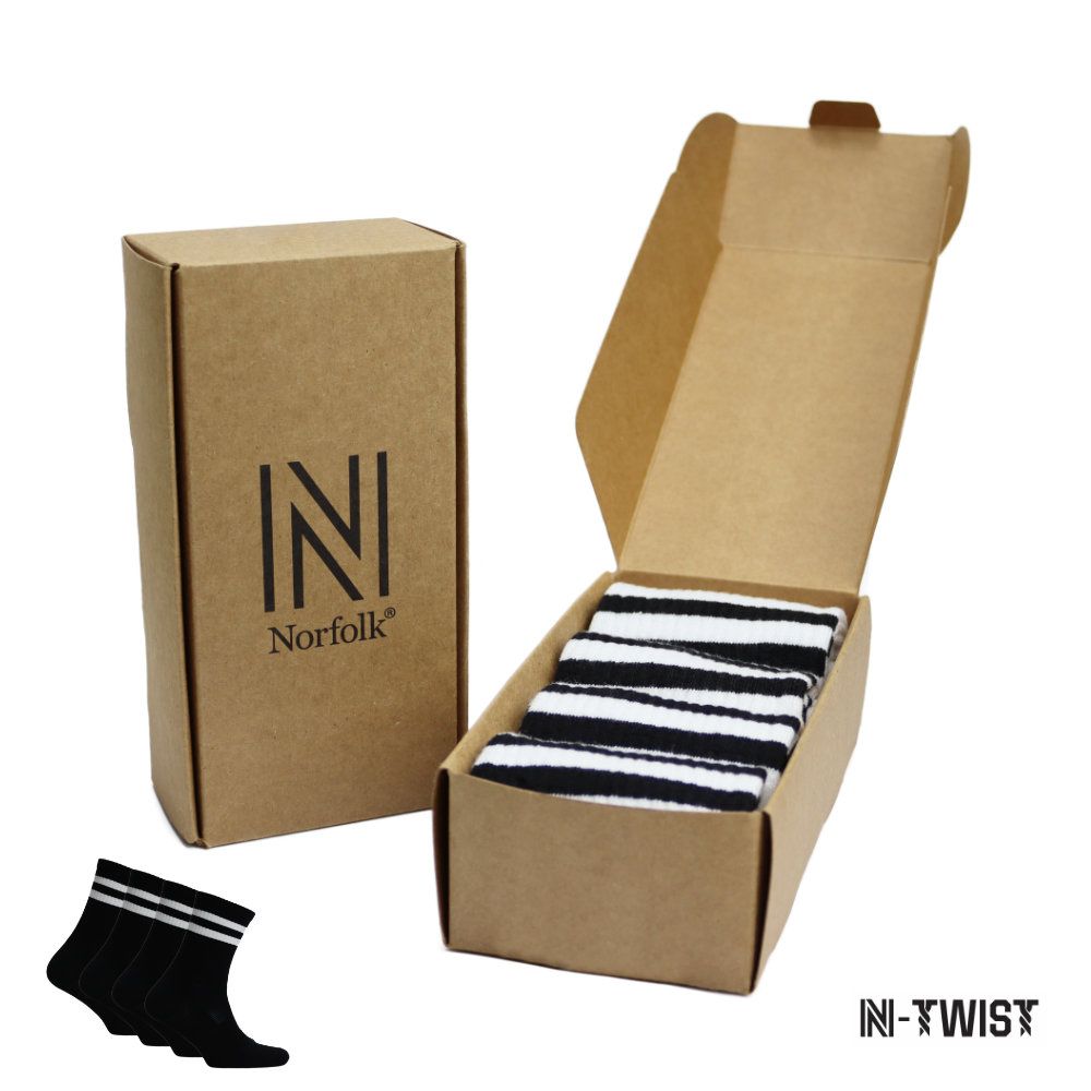 RETRO N-TWIST Bambu ve Pamuklu Günlük Çorap Siyah 4 Çift - Kraft Kutu - 3