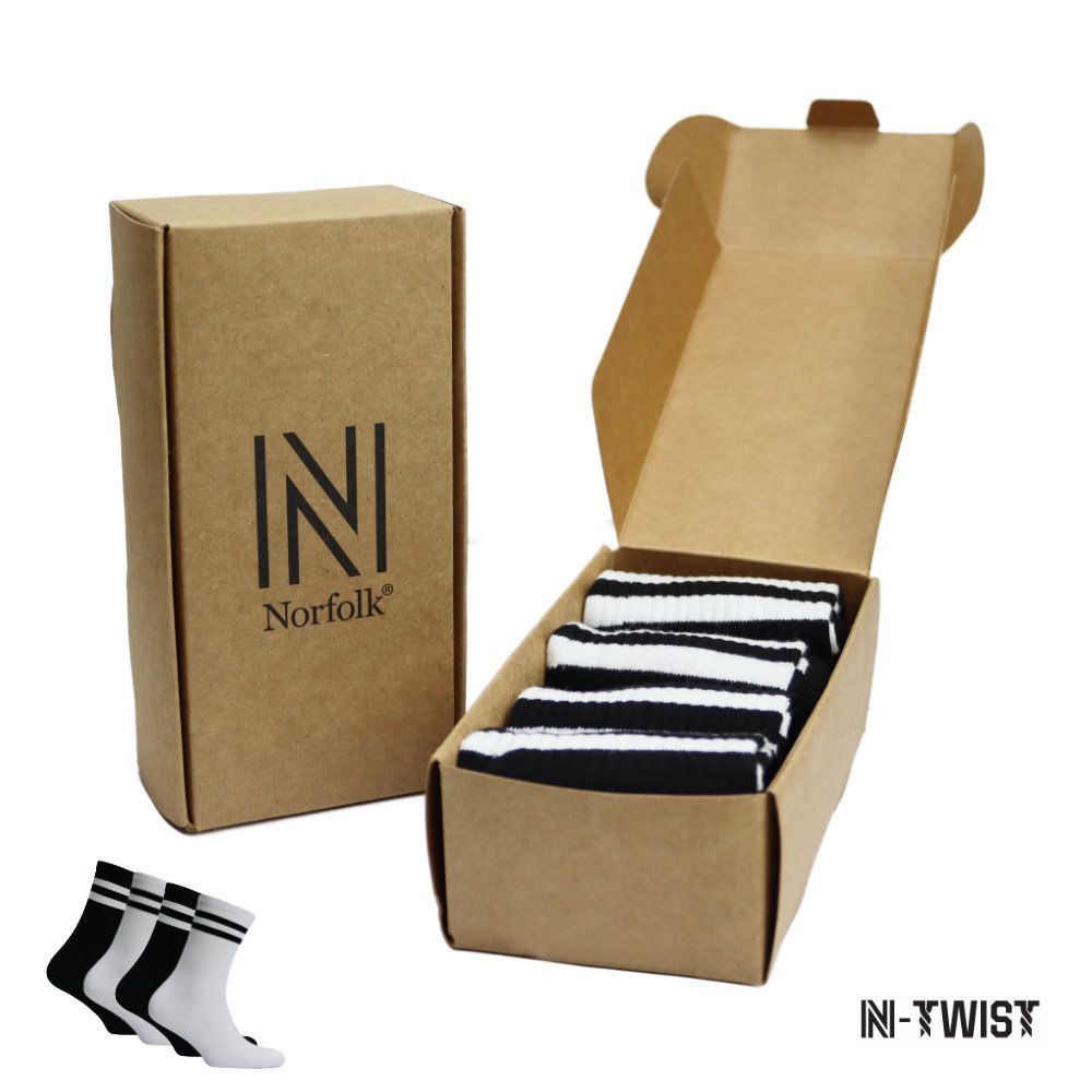 RETRO N-TWIST Bambu ve Pamuklu Günlük Çorap Siyah/Beyaz 4 Çift - Kraft Kutu - 3