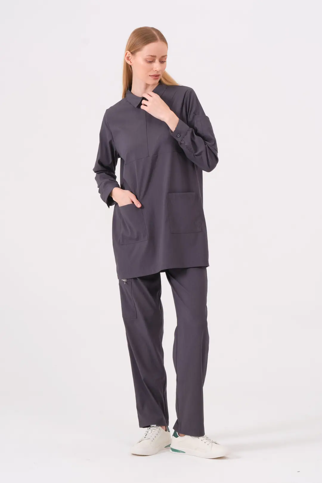 ROSA - ANTRASİT KADIN TESETTÜR ÜST ÜNİFORMA - 6