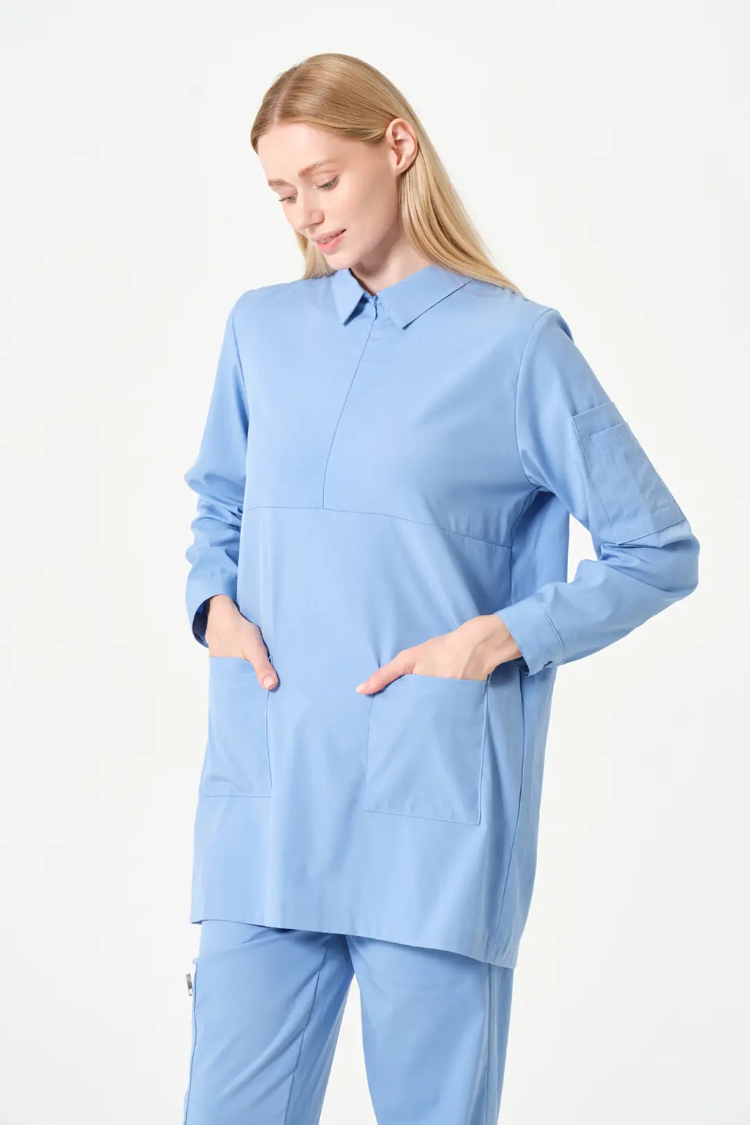 ROSA - BEBE MAVİSİ KADIN TESETTÜR ÜST ÜNİFORMA