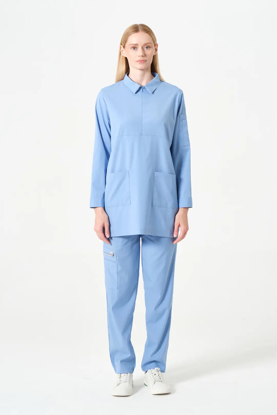 ROSA - BEBE MAVİSİ KADIN TESETTÜR ÜST ÜNİFORMA - 7