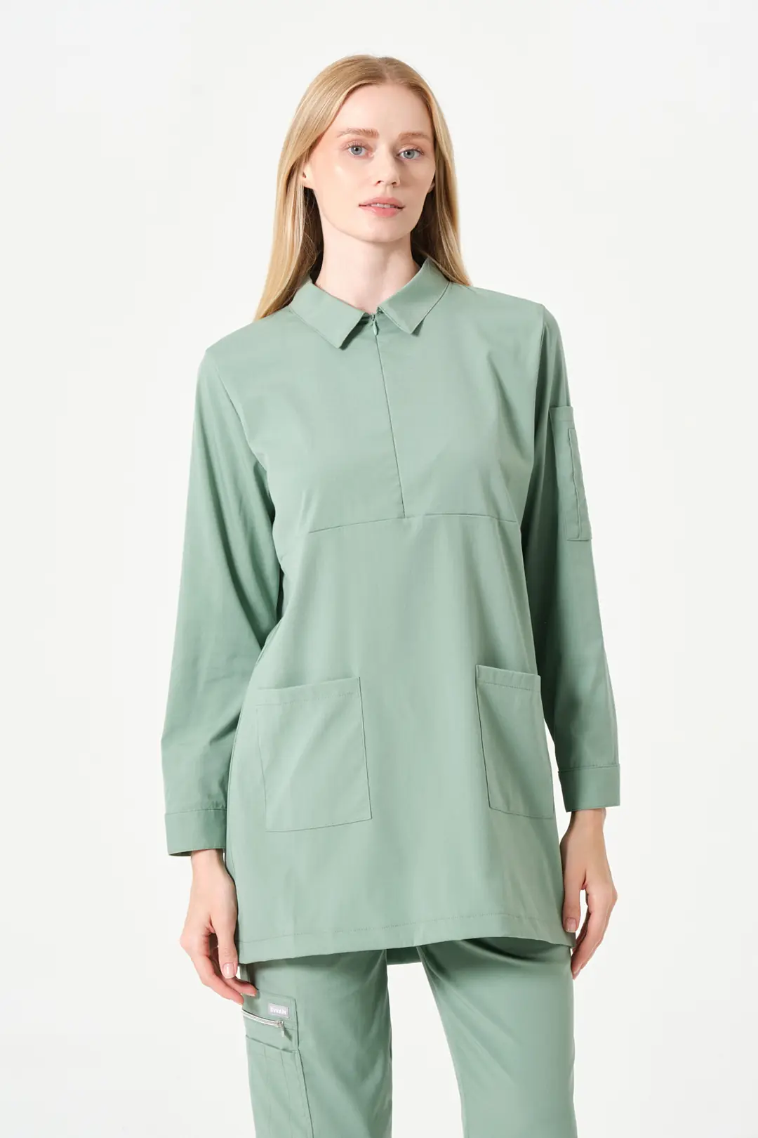 ROSA - LİMON YEŞİLİ KADIN TESETTÜR ÜST ÜNİFORMA - 3