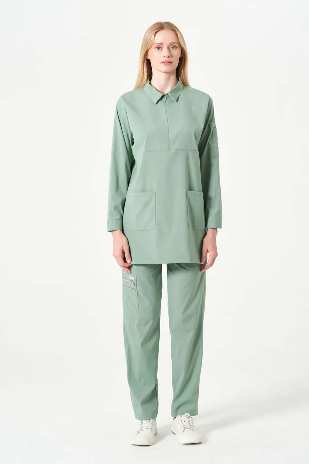 ROSA - LİMON YEŞİLİ KADIN TESETTÜR ÜST ÜNİFORMA - 7