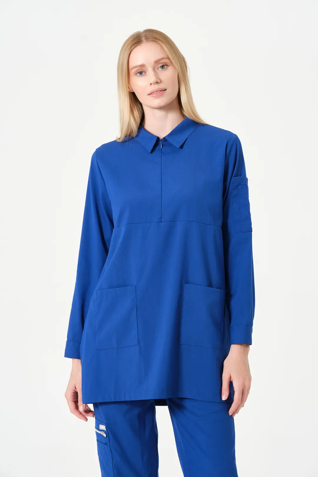 ROSA - SAKS MAVİSİ KADIN TESETTÜR ÜST ÜNİFORMA - 4