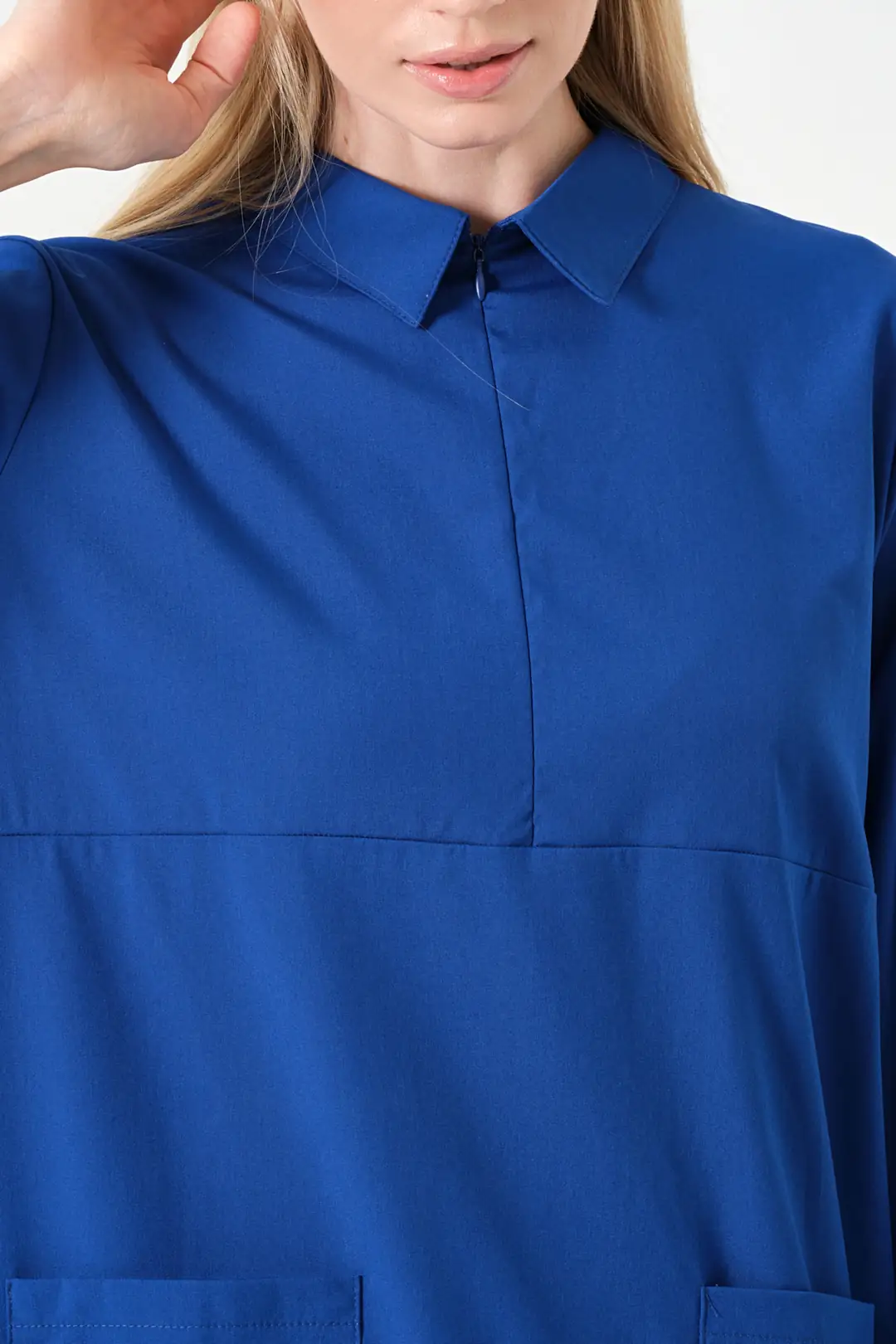 ROSA - SAKS MAVİSİ KADIN TESETTÜR ÜST ÜNİFORMA - 5