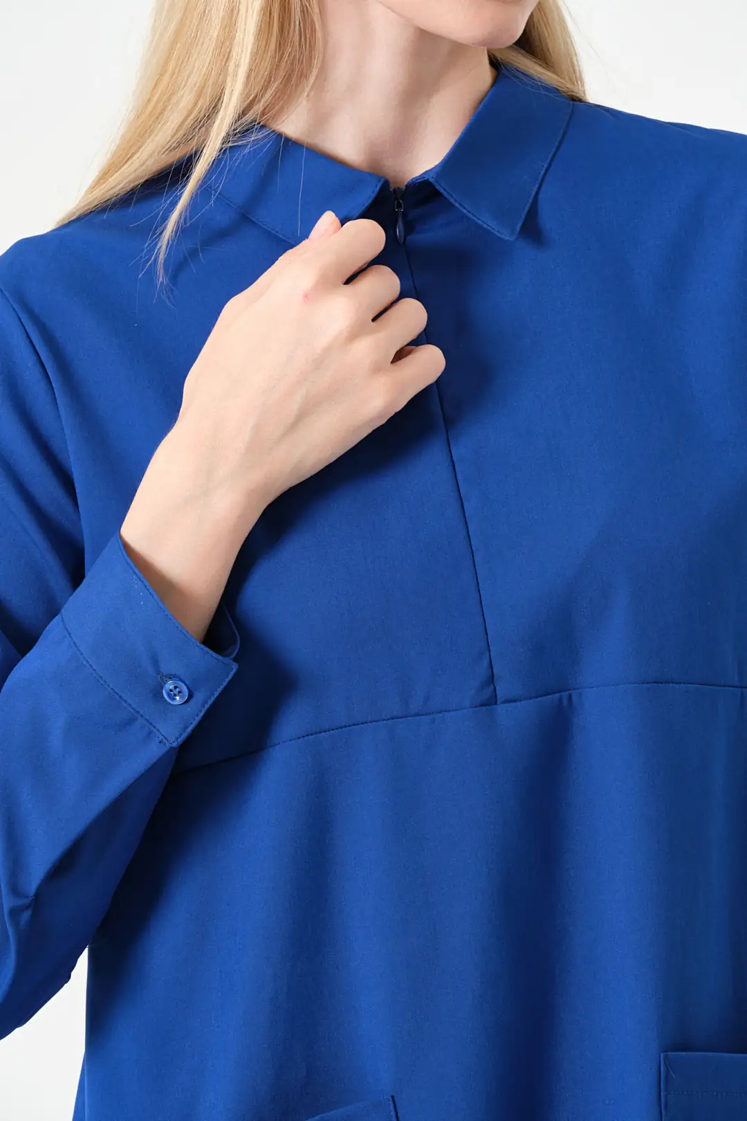 ROSA - SAKS MAVİSİ KADIN TESETTÜR ÜST ÜNİFORMA - 6