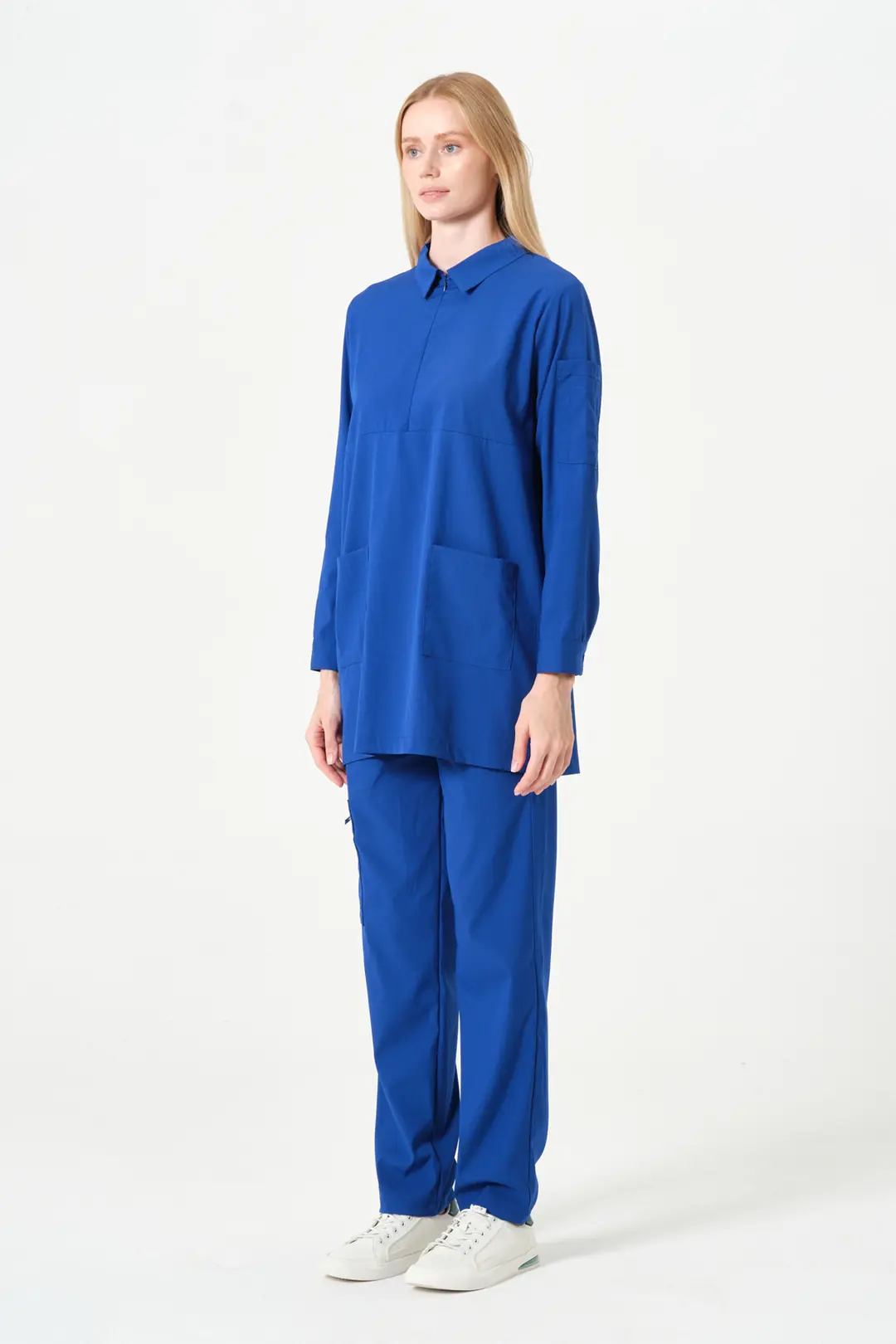 ROSA - SAKS MAVİSİ KADIN TESETTÜR ÜST ÜNİFORMA - 7