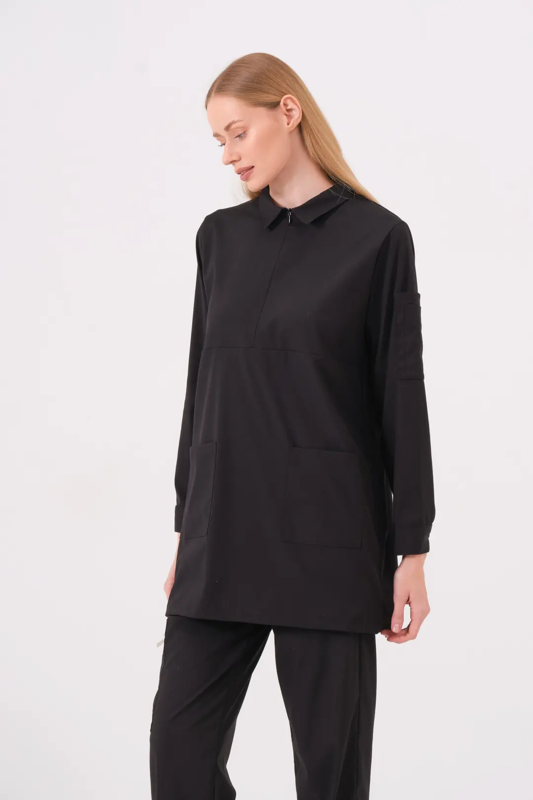 ROSA - SİYAH KADIN TESETTÜR ÜST ÜNİFORMA