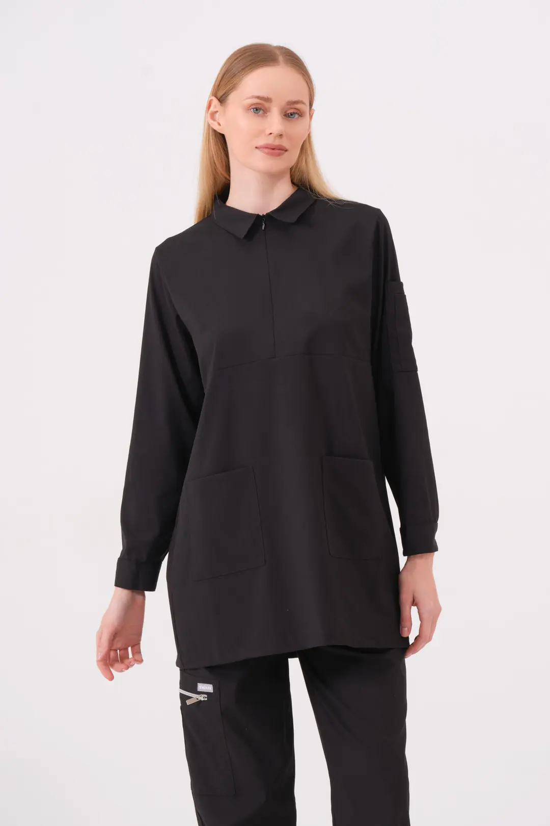 ROSA - SİYAH KADIN TESETTÜR ÜST ÜNİFORMA - 3