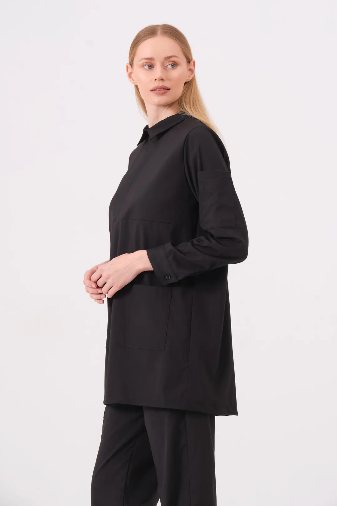 ROSA - SİYAH KADIN TESETTÜR ÜST ÜNİFORMA - 4