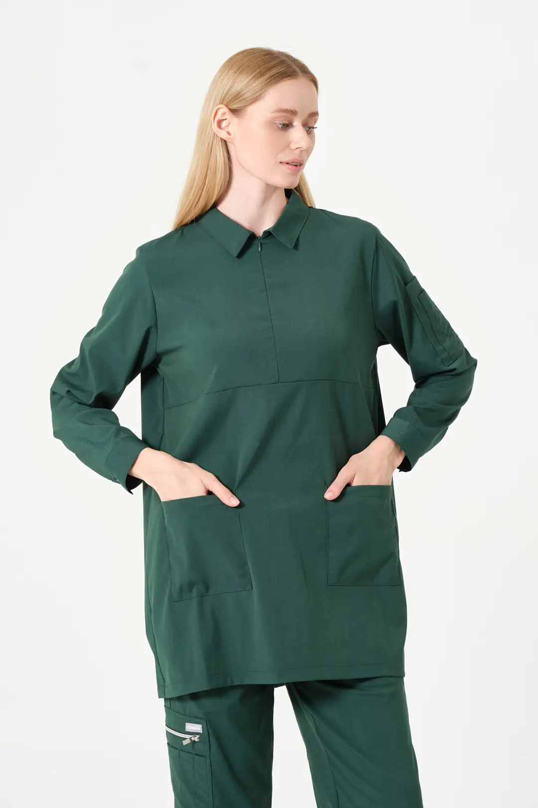 ROSA - YEŞİL KADIN TESETTÜR ÜST ÜNİFORMA - 3