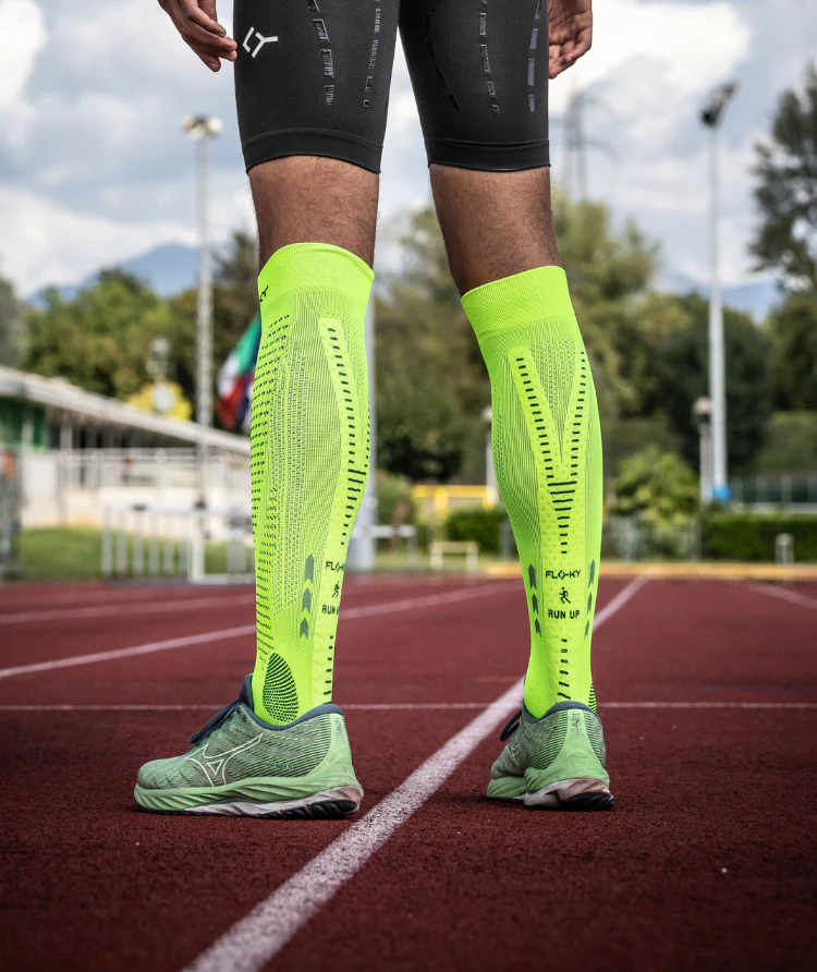 RUN UP Long-Biyomekanik Performans Koşu Çorabı Neon Sarısı - 14