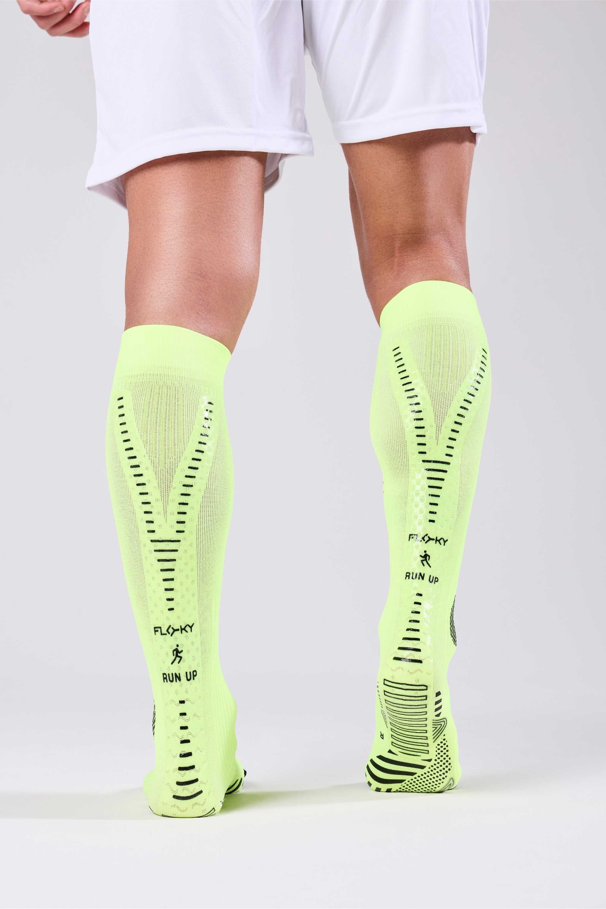 RUN UP Long-Biyomekanik Performans Koşu Çorabı Neon Sarısı - 5