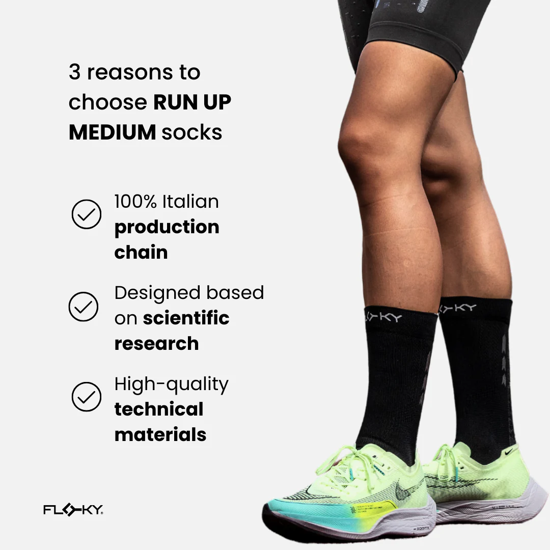 RUN UP Medium – Biyomekanik Performans Koşu Çorabı Siyah - 6
