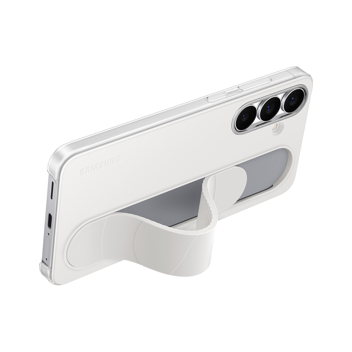 Samsung  Galaxy  S25 FE Standlı Kordonlu Silikon Kılıf - Beyaz - 4