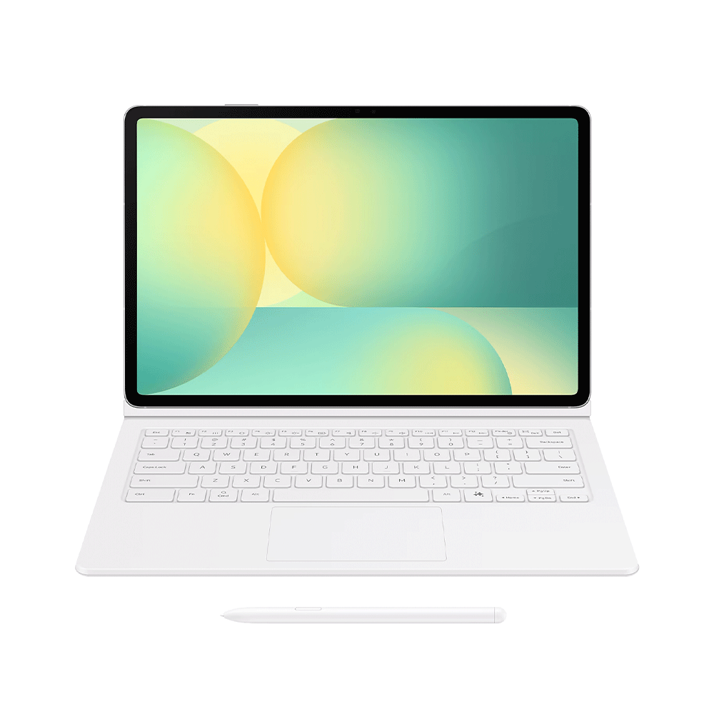Samsung Tab S10 FE+ Klavyeli Mousepadli Kılıf (Galaxy AI) - Beyaz