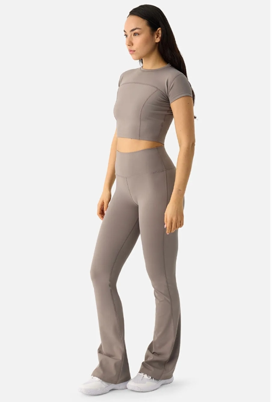 Superstacy Bej Liora Yumuşak Kumaş Geniş Paça Taş Rengi Tayt Pantolon - 2