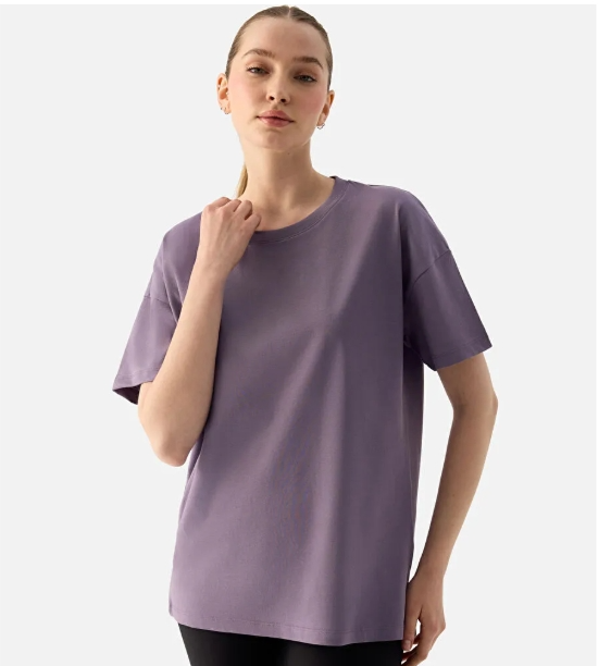 Superstacy Elora Rahat Kalıp Oversize Koyu Lila Tişört