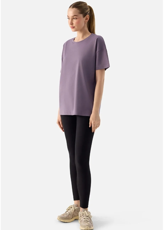 Superstacy Elora Rahat Kalıp Oversize Koyu Lila Tişört - 2
