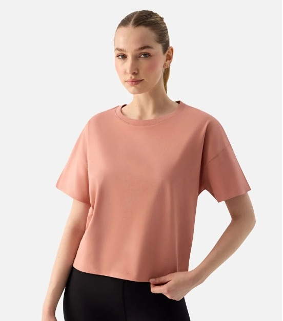 Superstacy Pembe Noya Kısa Oversize Pudra Tişört