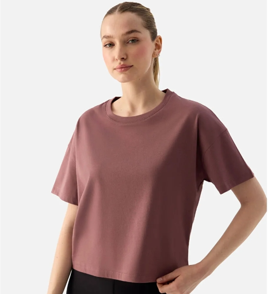 Superstacy Pembe Noya Kısa Oversize Koyu Gül Tişört