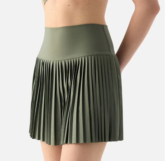 Superstacy Elira Pilili Yosun Yeşili Tenis Eteği