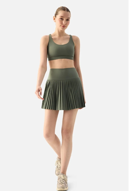 Superstacy Elira Pilili Yosun Yeşili Tenis Eteği - 2
