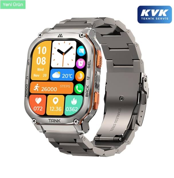 Kospet Tank M3 Ultra GPS'li Smart Watch & Metal Kordon - Gri - KVK Teknik Servis Garantili