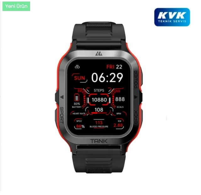 Kospet Tank M2 Smart Watch - Kırmızı - KVK Teknik Servis Garantili