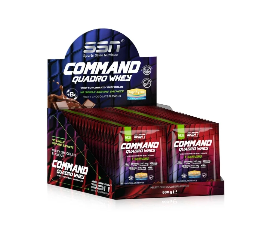 SSN Sports Style Nutrition Command Quadro Whey 22 Gr x 40 Şase Kutu 880 Gr Çikolata Protein Tozu
