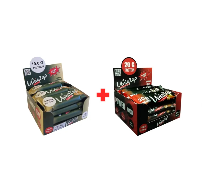 Fıstıklı Proteinli Bar XXL 67g 12 adet + Bademli Power Maxi Proteinli Bar 65g 12 adet (24 Adet)