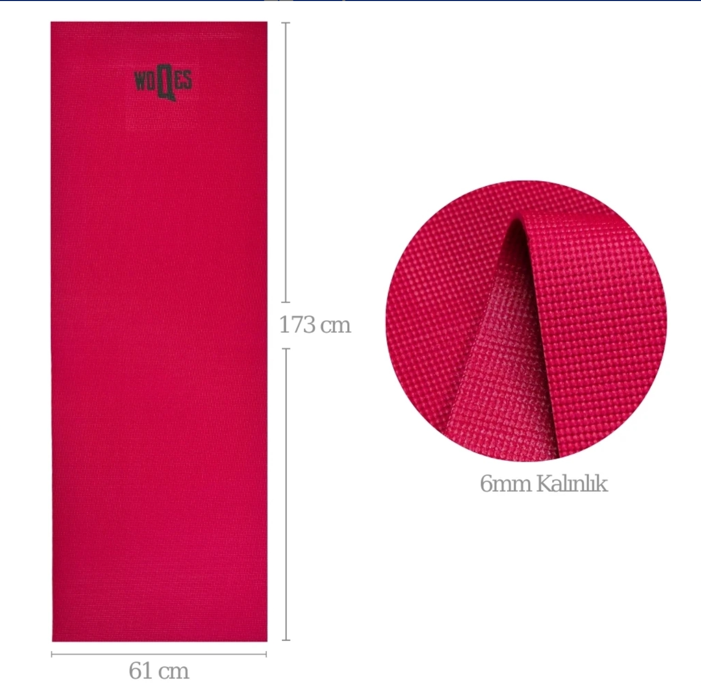 WOQES Egzersiz Matı – 6mm Kalınlık | 173x61 cm | Kaymaz Pilates ve Fitness Matı