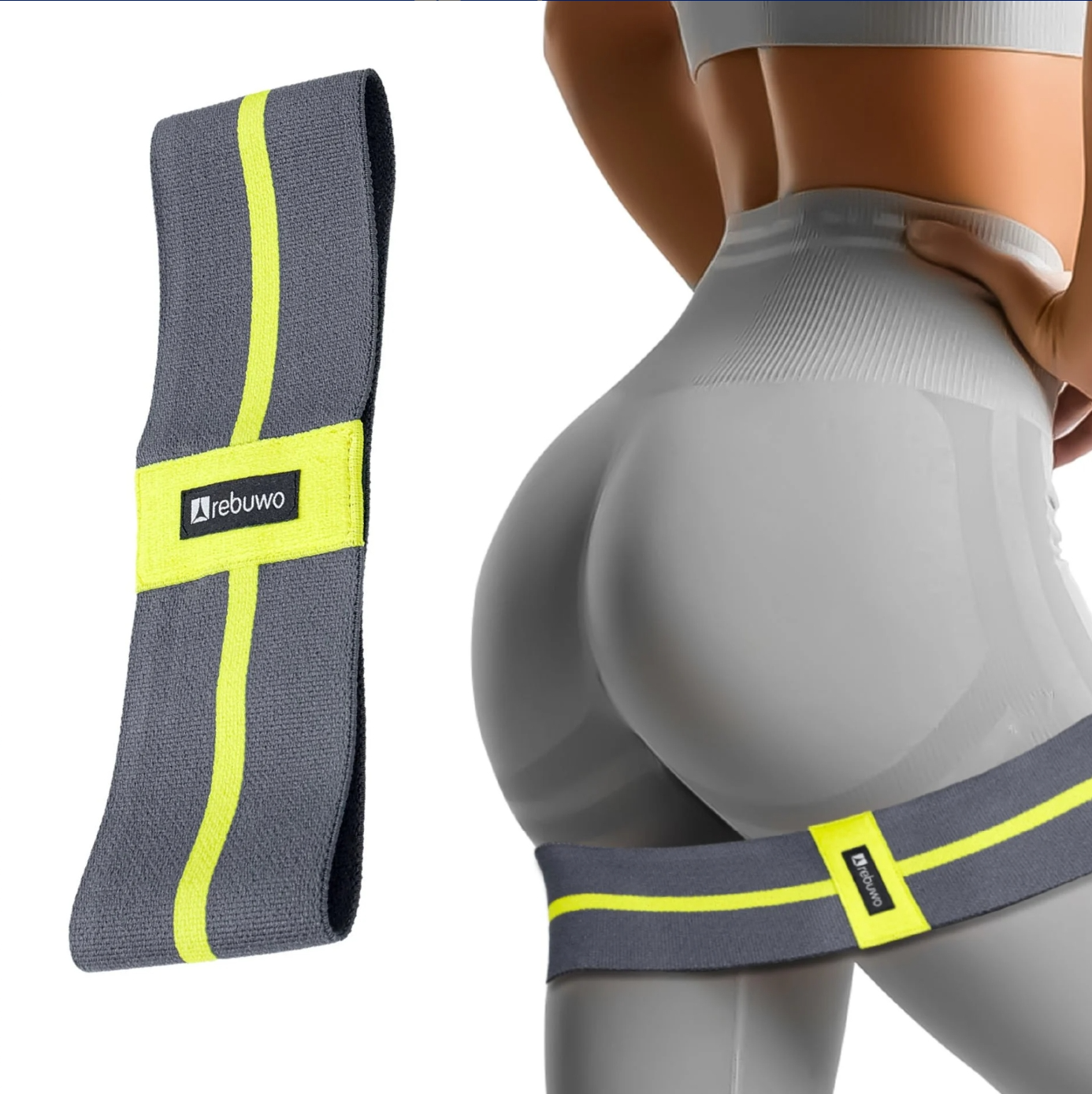 Rebuwo Heavy Squat Direnç Bandı 34x8 cm Kaymaz Fitness Egzersiz Lastiği – Siyah & Kırmız