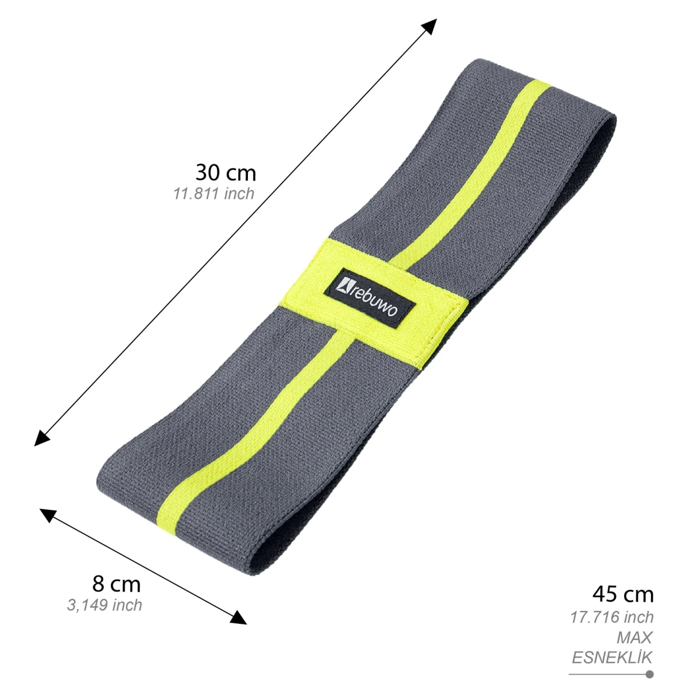 Rebuwo Squat Bant Pilates Fitness Spor Kalça Egzersizleri Direnç Bandı Direnç Lastiği 30CM