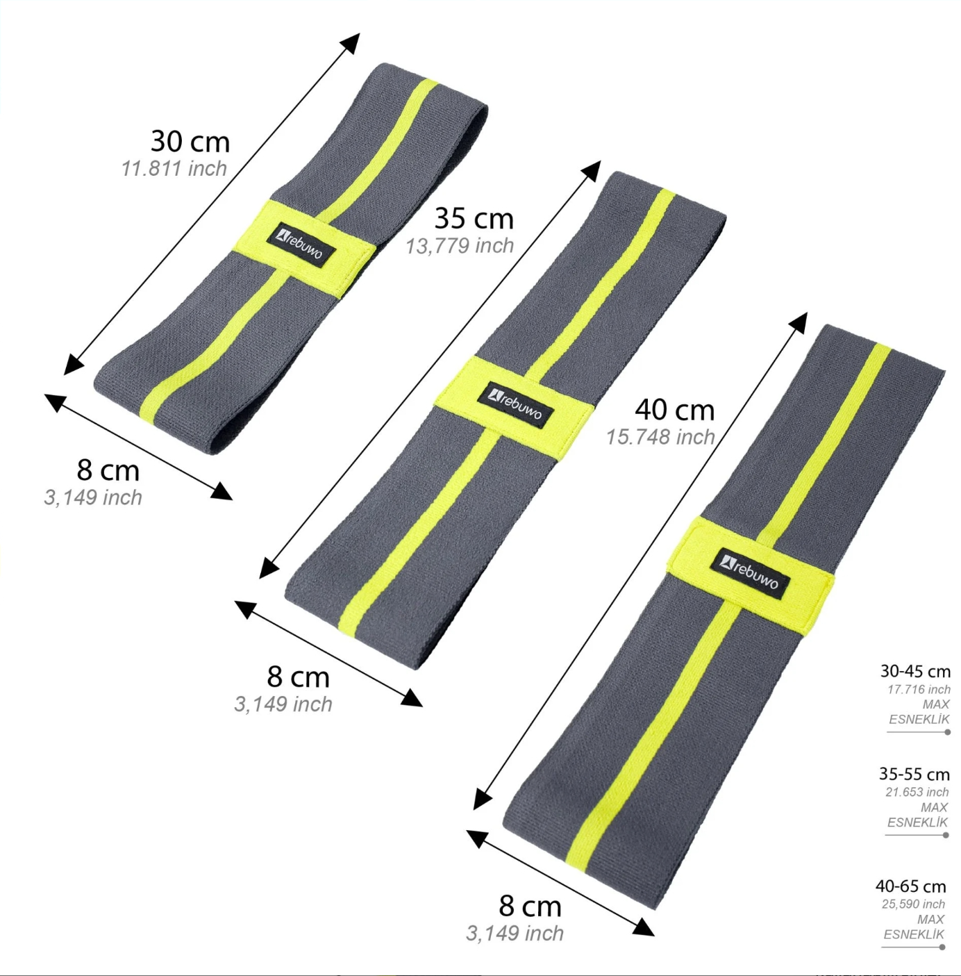 Rebuwo Squat Bant Pilates Fitness Spor Kalça Egzersizleri Direnç Bandı Direnç Lastiği 35 CM