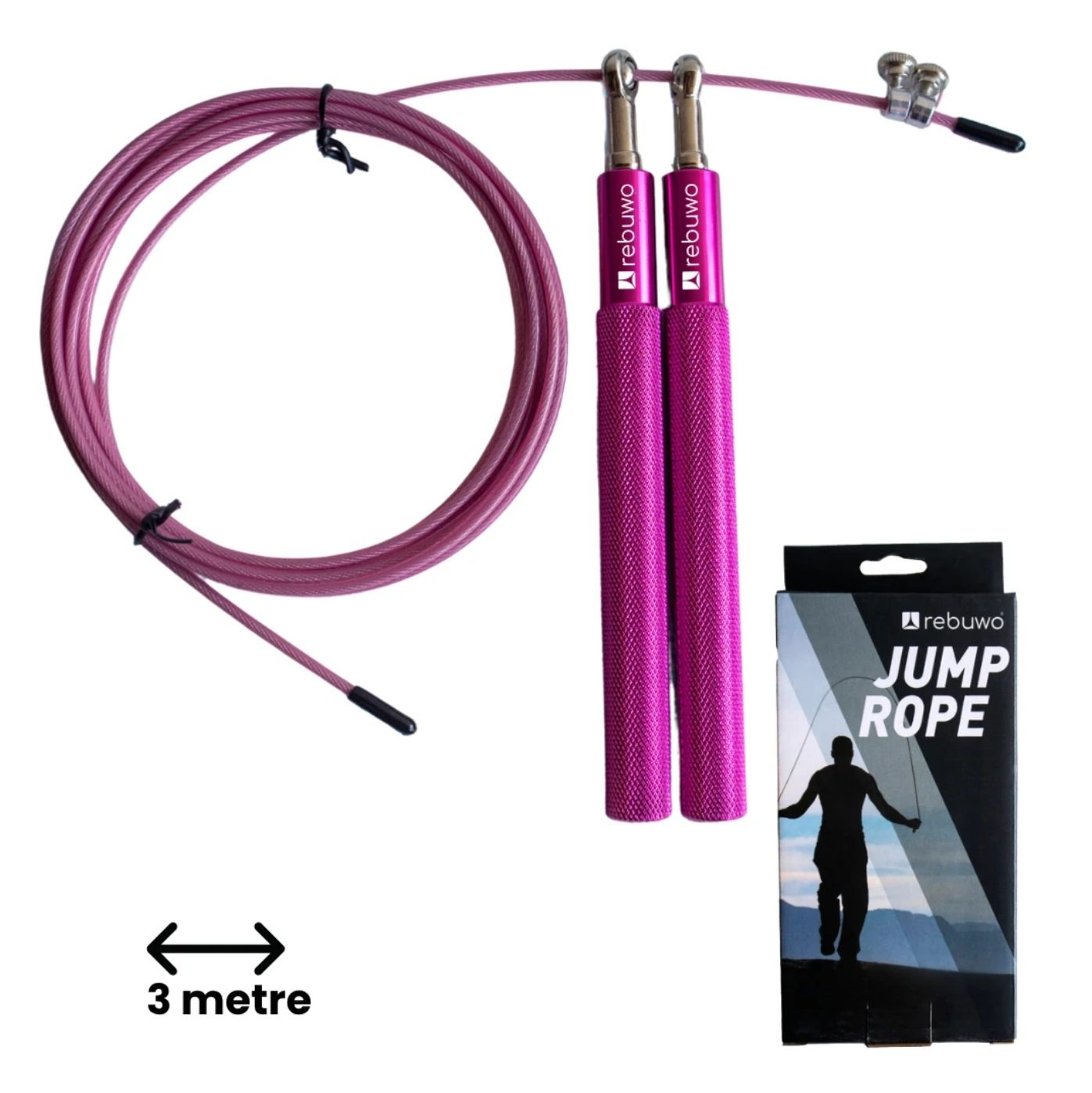 REBUWO Rebuwo Pembe 3 Metre Ayarlanabilir Hızlı Atlama İpi