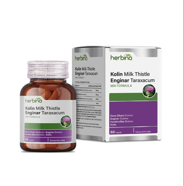Herbina Kolin Milk Thistle Enginar Taraxacum 60 Kapsül
