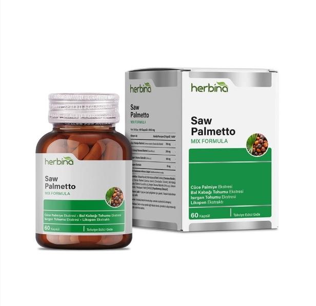 Herbina Saw Palmetto Pumpkin Seed, Nettle Seed, Lycopene 60 Kapsül