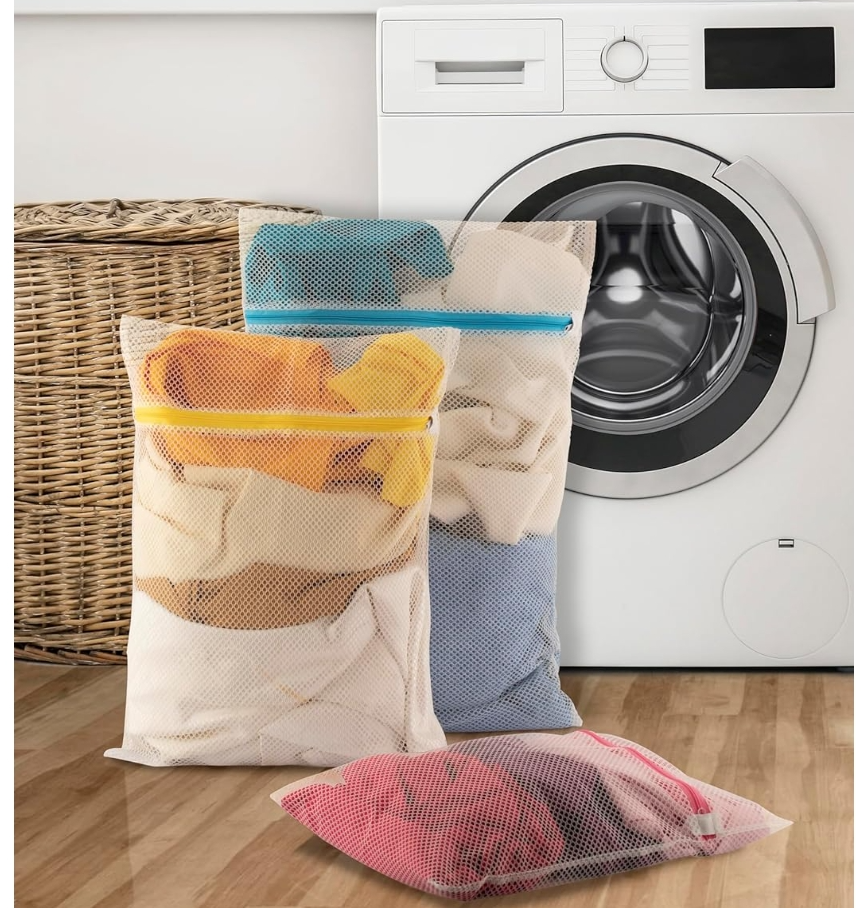 3 Adet Fermuarlı Çamaşır Yıkama Filesi Renkli Fermuarlı