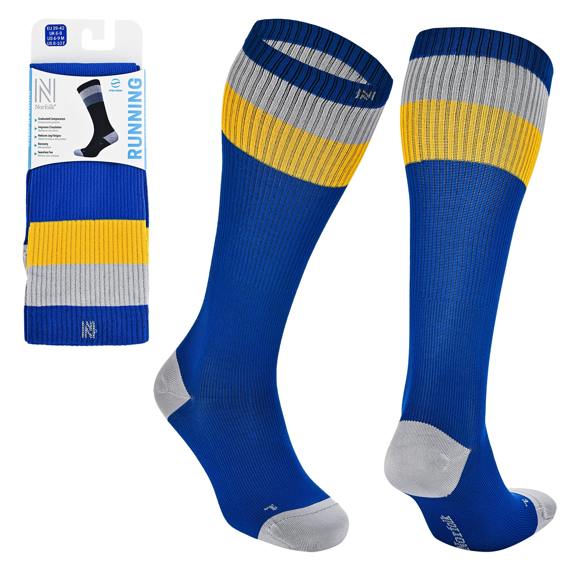 SEVILLA Gelişmiş Nem Kontrollü Light Compression Profesyonel Koşu Çorabı - Lacivert/Sarı - 3