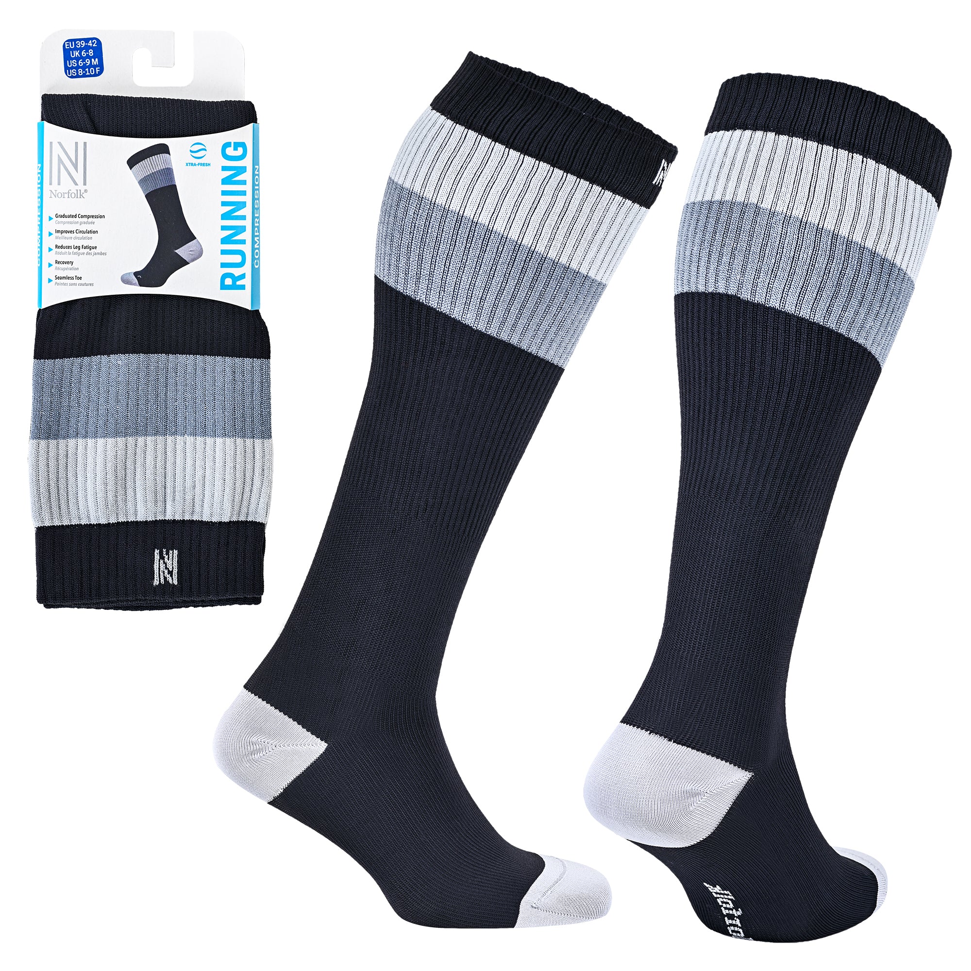 SEVILLA Gelişmiş Nem Kontrollü Light Compression Profesyonel Koşu Çorabı - Siyah/Gri - 3