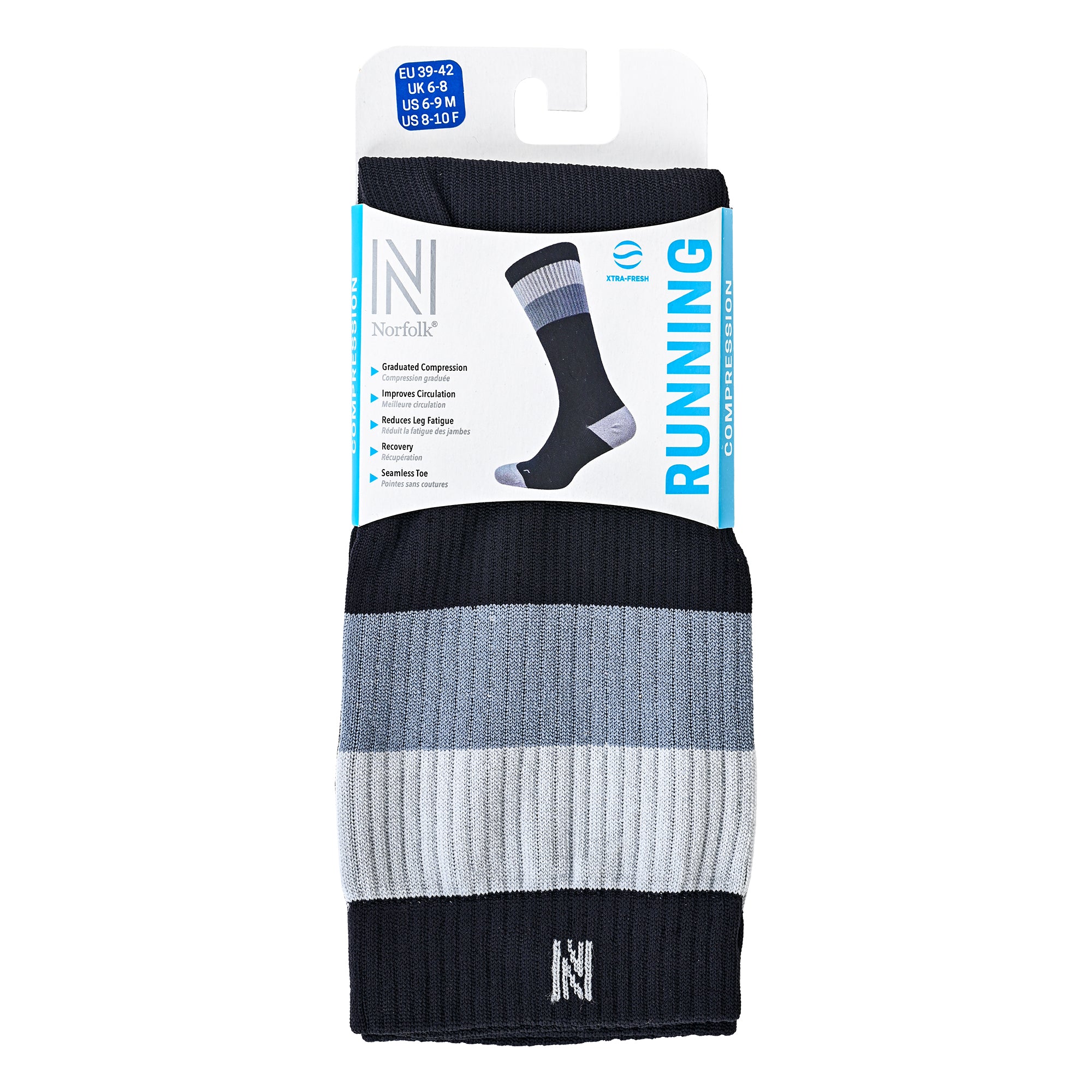 SEVILLA Gelişmiş Nem Kontrollü Light Compression Profesyonel Koşu Çorabı - Siyah/Gri - 6